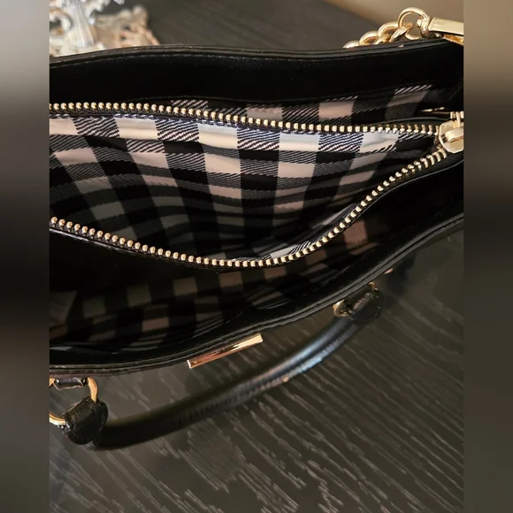 Victoria's Secret Structured Satchel Straw Tote Black Tan Women Crossbody NWOT - Picture 10 of 16